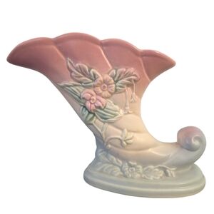 Vintage Floral Cornucopia Vase